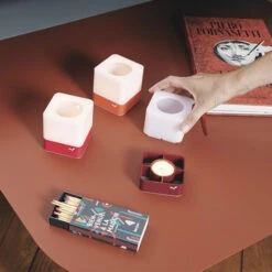 Lot De 3 Photophores FERMOB Cuub - Rouge -Fermob cuub rouge ambiance fermob 3